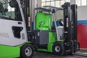 CESAB counterbalance forklifts in Angus's depot