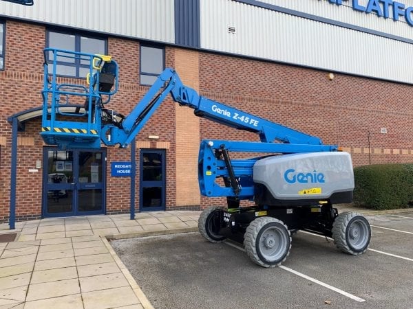 Genie Z45 FE Cherry Picker for Sale in UK, in areas like Leicester, Northampton, Nottingham, Birmingham, Derby, Warwick, West Midlands and East Midlands