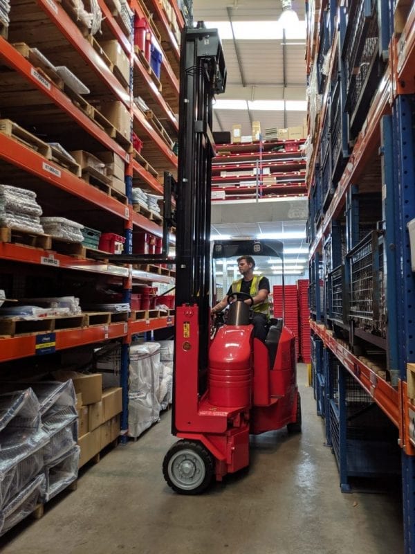 Narrow Aisle Flexi LITHION Forklift for Sale in UK, in areas like Leicester, Northampton, Nottingham, Birmingham, Derby, Warwick, West Midlands and East Midlands