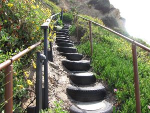 recycled forklift truck tire stairs