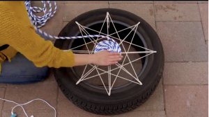 garden table from forklift tyres