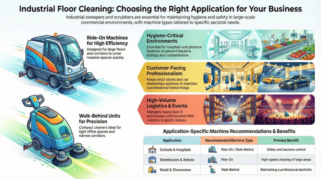 Top 6 Applications of Industrial Sweepers & Scrubbers